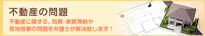 不動産の問題 不動産に関する、売買･家賃滞納や 借地借家の問題を弁護士が解決致します！